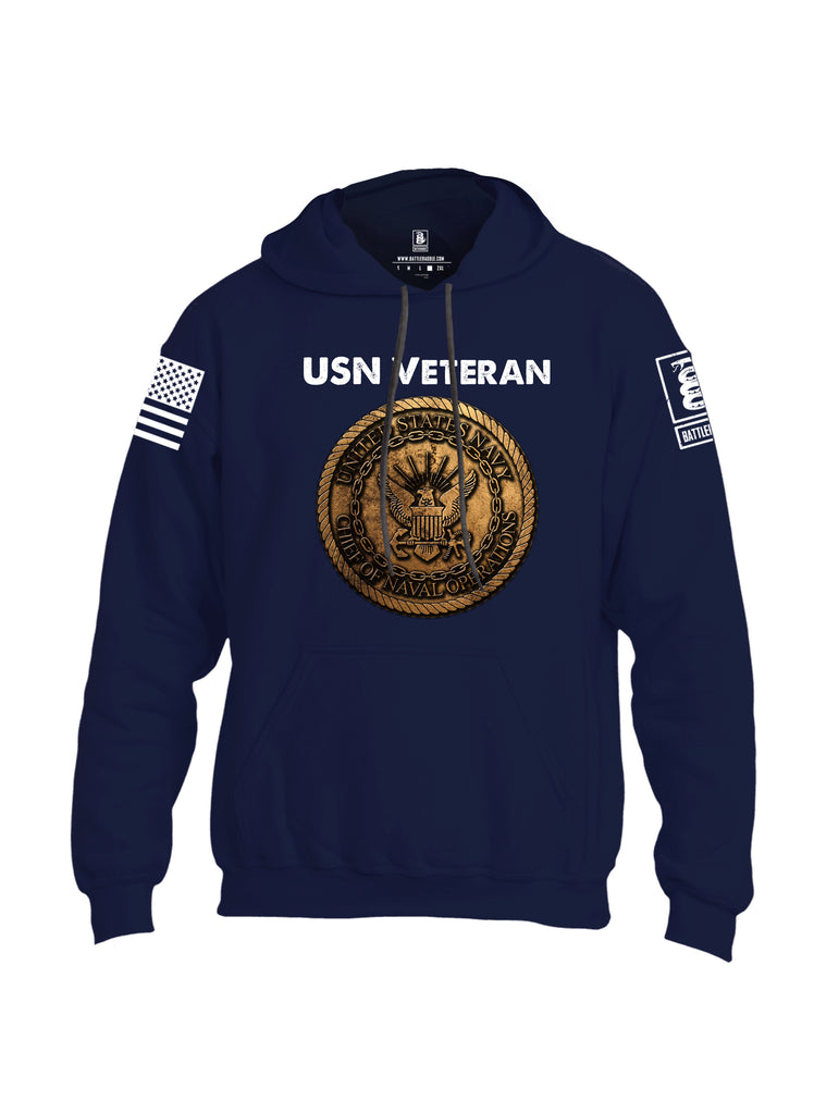 Battleraddle USN Veteran Chief Of Naval Operations White Sleeve Print Mens Blended Hoodie With Pockets
