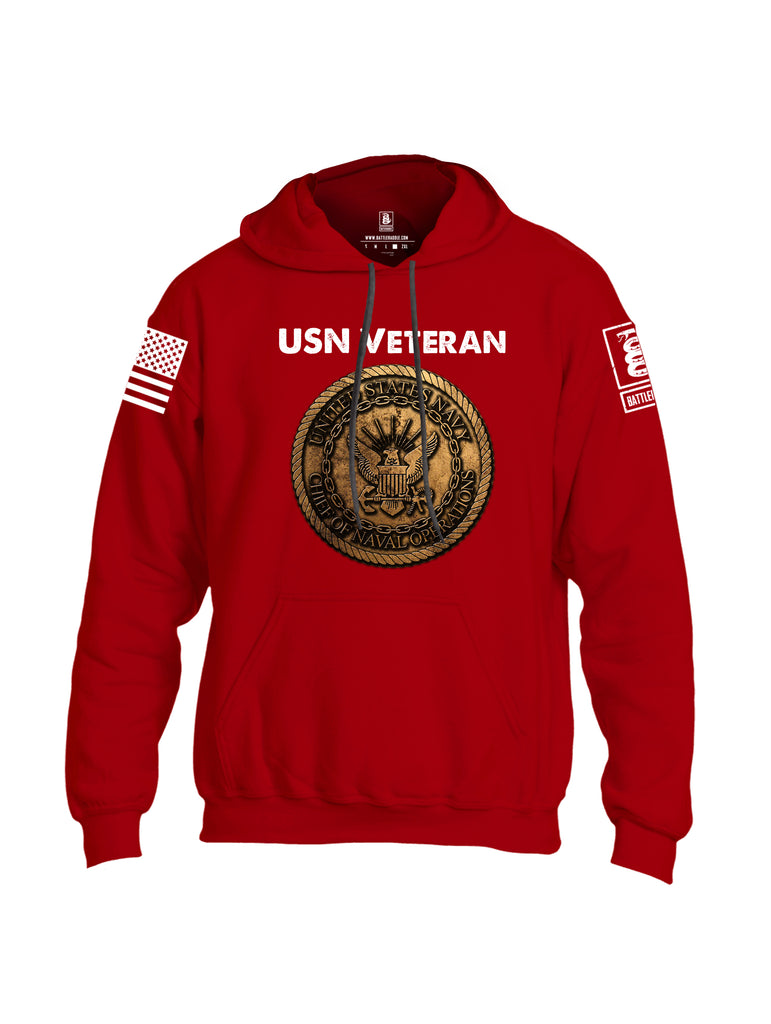 Battleraddle USN Veteran Chief Of Naval Operations White Sleeve Print Mens Blended Hoodie With Pockets
