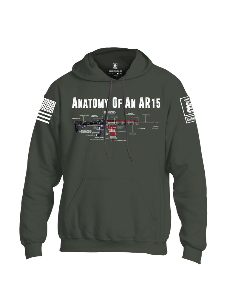 Battleraddle Anatomy Of An AR15 White Sleeve Print Mens Blended Hoodie With Pockets