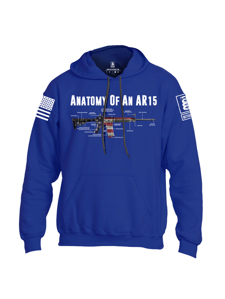 Battleraddle Anatomy Of An AR15 White Sleeve Print Mens Blended Hoodie With Pockets