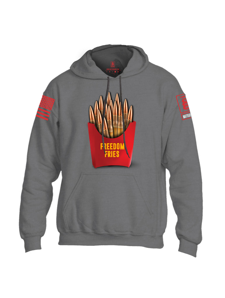 Battleraddle Freedom Fries Red Sleeve Print Mens Blended Hoodie With Pockets