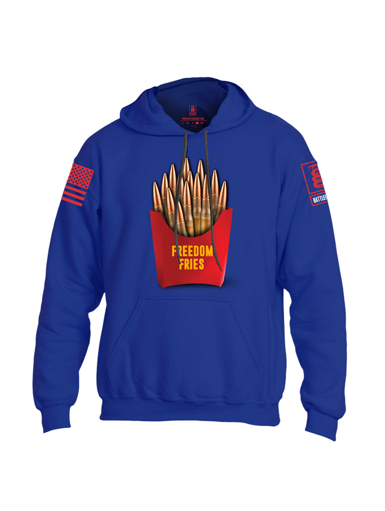 Battleraddle Freedom Fries Red Sleeve Print Mens Blended Hoodie With Pockets