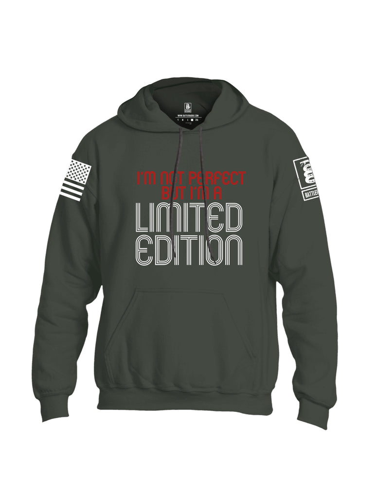 Battleraddle Im Not Perfect But Im A Limited Edition White Sleeve Print Mens Blended Hoodie With Pockets