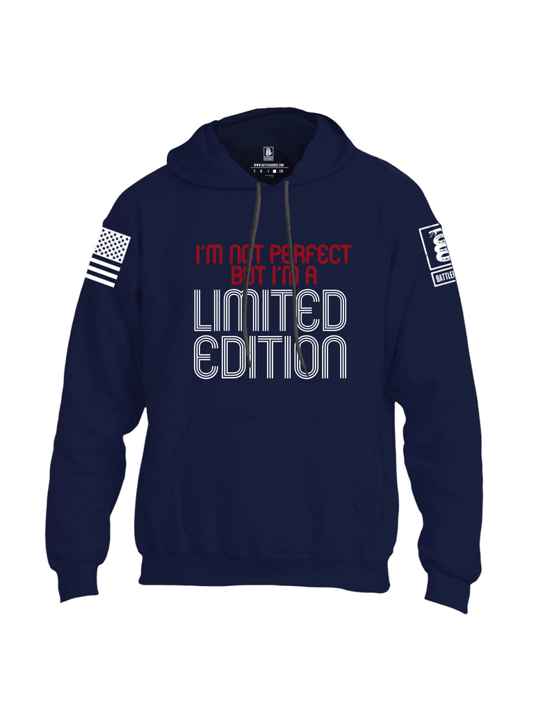 Battleraddle Im Not Perfect But Im A Limited Edition White Sleeve Print Mens Blended Hoodie With Pockets