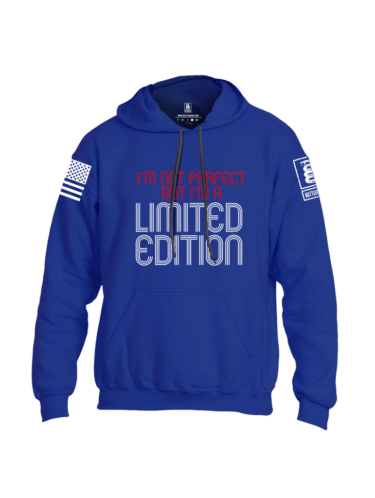 Battleraddle Im Not Perfect But Im A Limited Edition White Sleeve Print Mens Blended Hoodie With Pockets