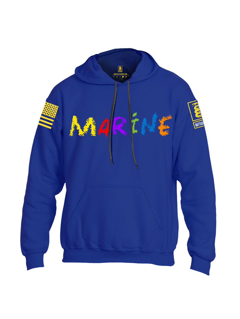 Battleraddle Marine Yellow Sleeve Print Mens Blended Hoodie With Pockets