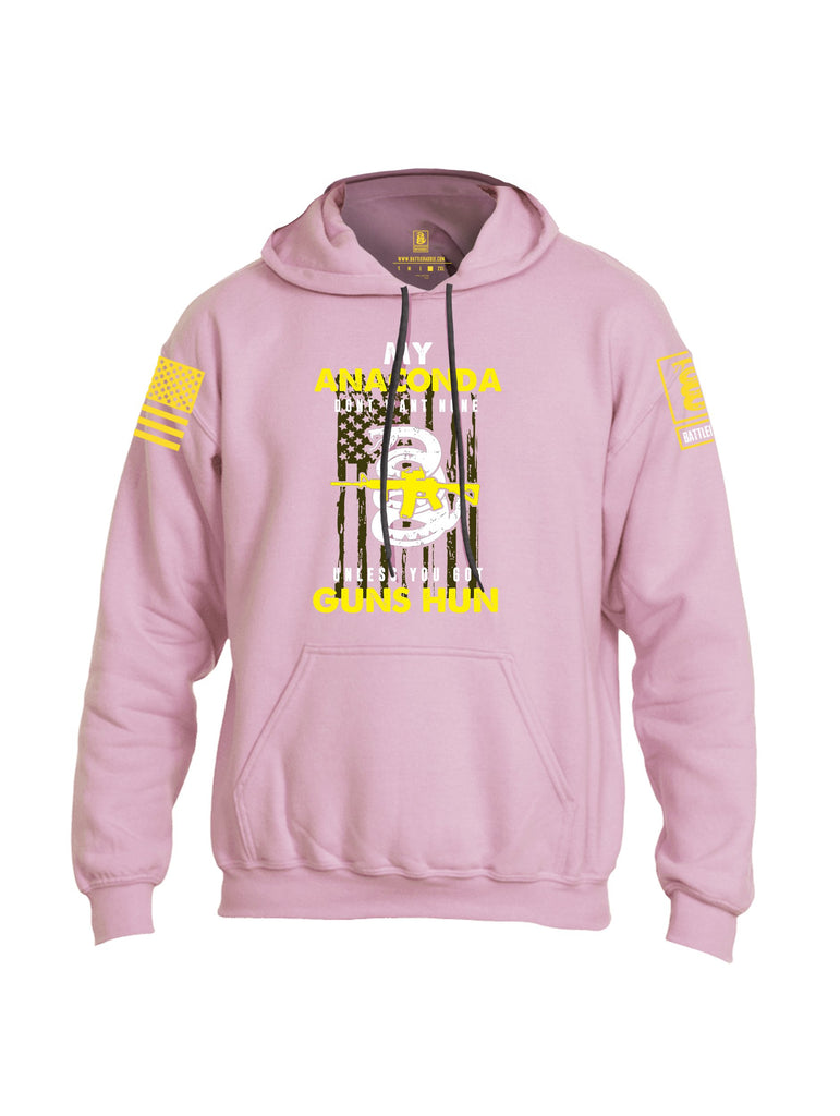 Battleraddle My Anaconda Dont Want None Unless You Got Guns Hun Yellow Sleeve Print Mens Blended Hoodie With Pockets