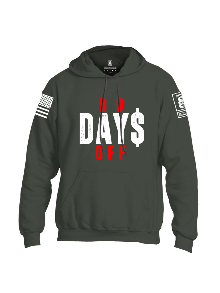 Battleraddle No Days Off White Sleeve Print Mens Blended Hoodie With Pockets