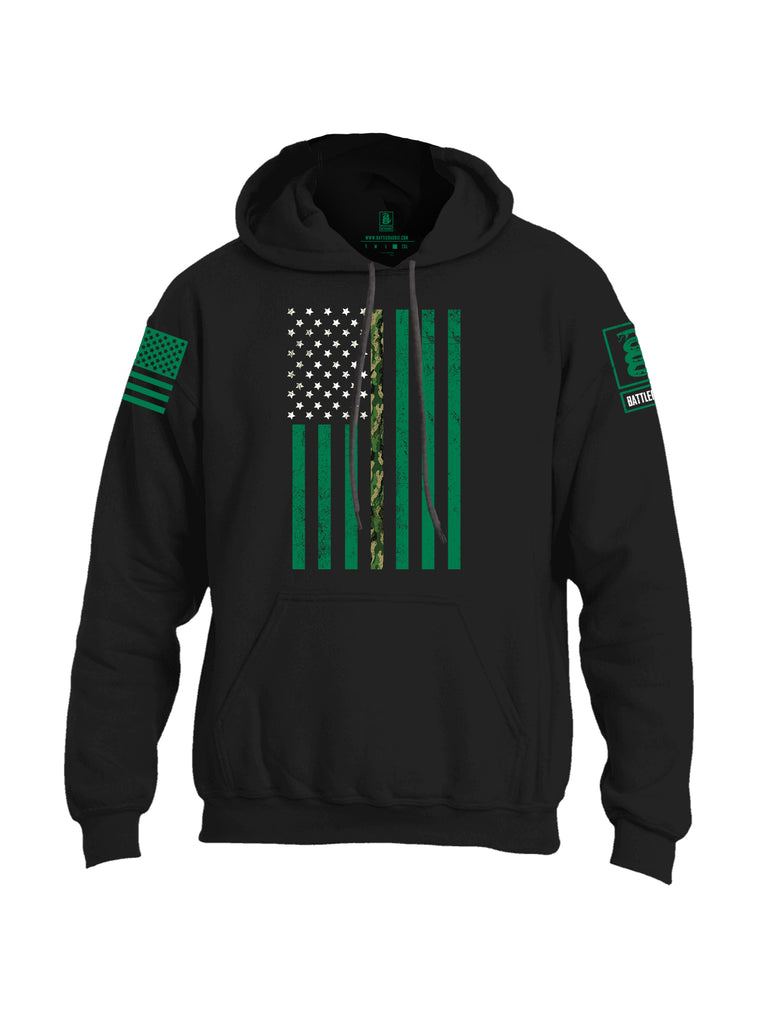 Battleraddle Patricks Camo Flag Green Sleeve Print Mens Blended Hoodie With Pockets