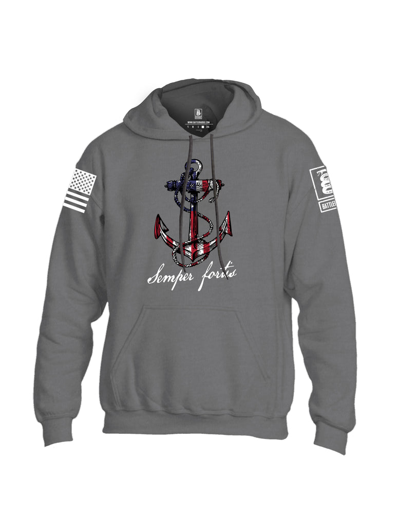 Battleraddle Semper Fortis White Sleeve Print Mens Blended Hoodie With Pockets