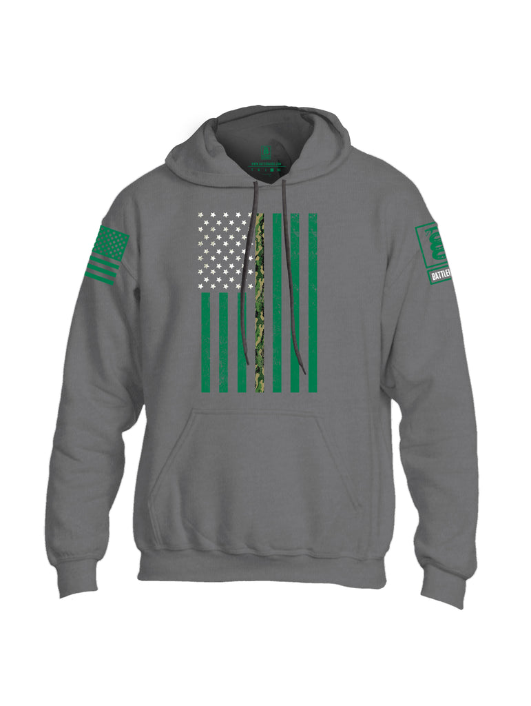 Battleraddle Patricks Camo Flag Green Sleeve Print Mens Blended Hoodie With Pockets