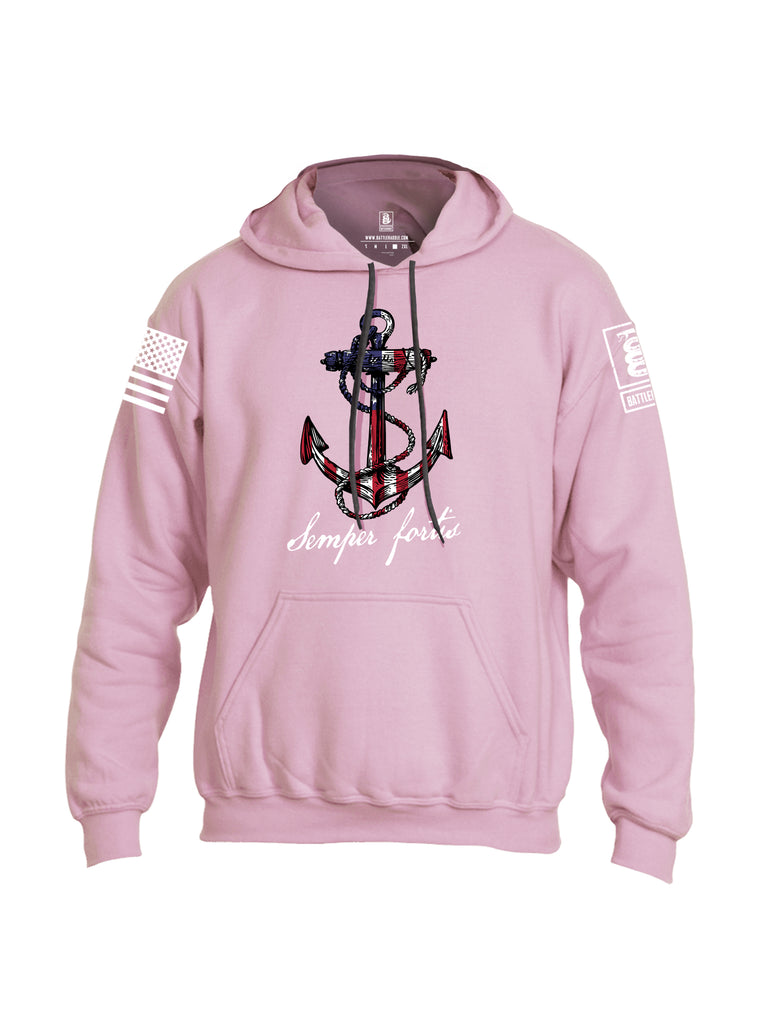 Battleraddle Semper Fortis White Sleeve Print Mens Blended Hoodie With Pockets