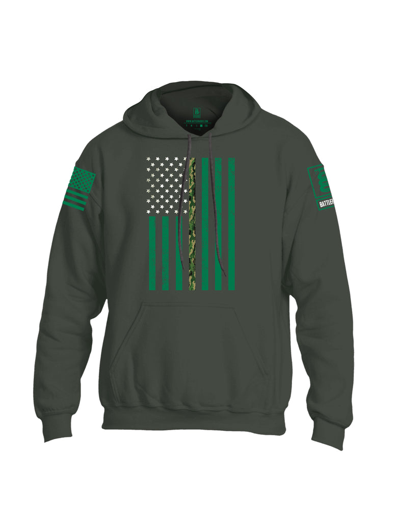 Battleraddle Patricks Camo Flag Green Sleeve Print Mens Blended Hoodie With Pockets