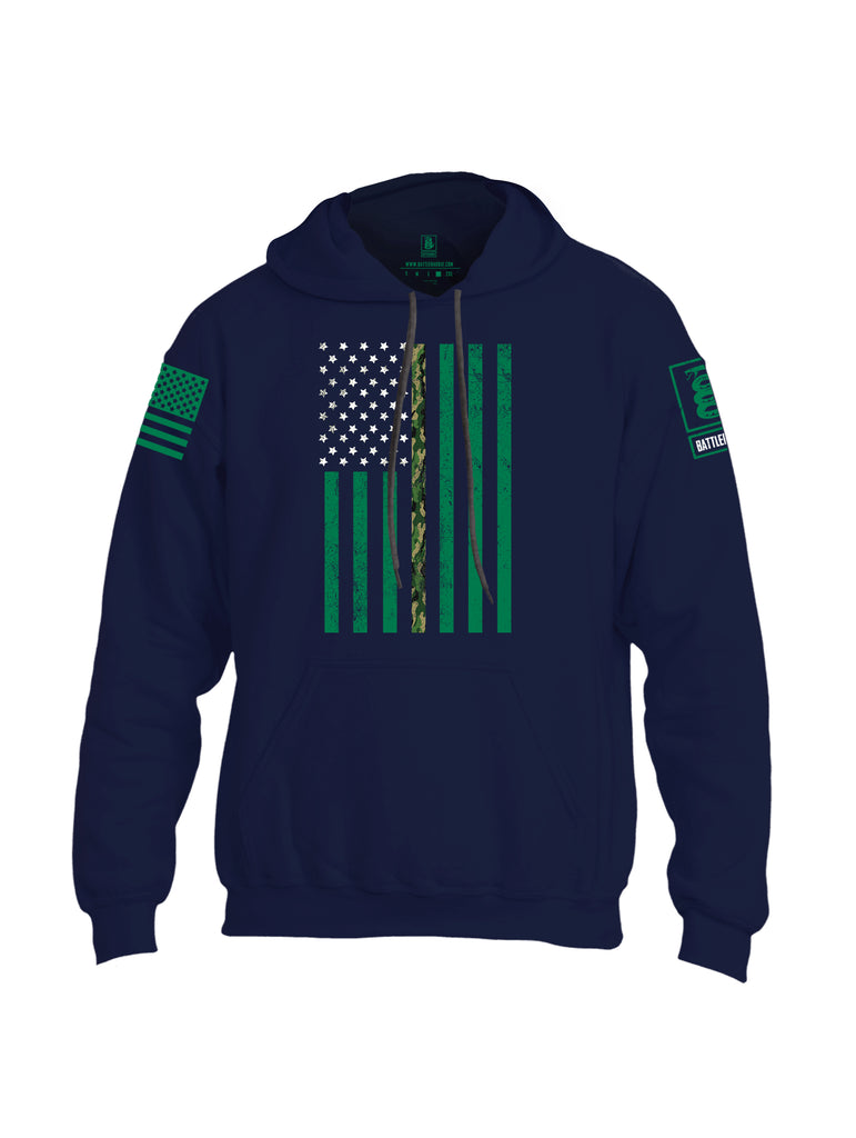 Battleraddle Patricks Camo Flag Green Sleeve Print Mens Blended Hoodie With Pockets