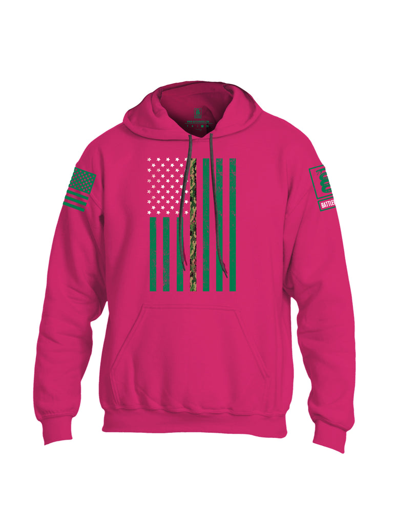 Battleraddle Patricks Camo Flag Green Sleeve Print Mens Blended Hoodie With Pockets