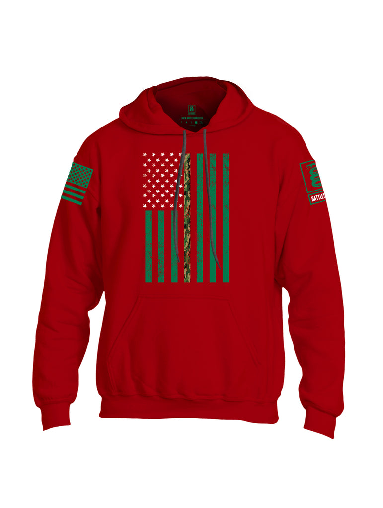 Battleraddle Patricks Camo Flag Green Sleeve Print Mens Blended Hoodie With Pockets