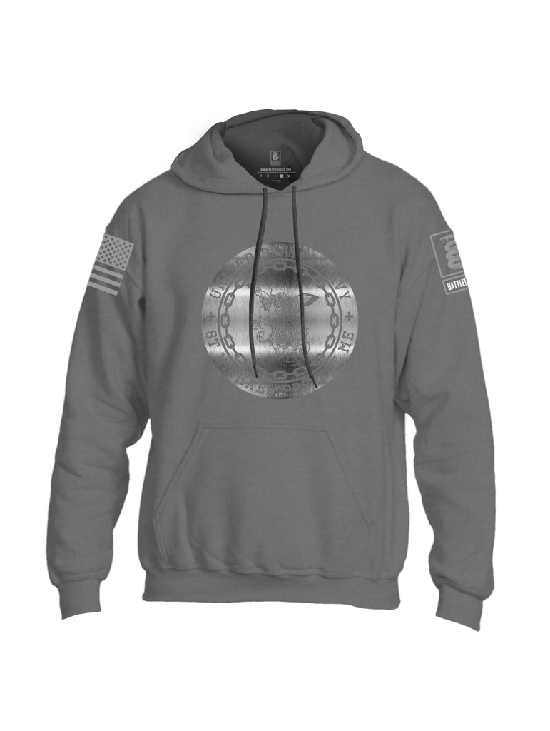 Battleraddle USN St Michael Protect Me Grey Sleeve Print Mens Blended Hoodie With Pockets