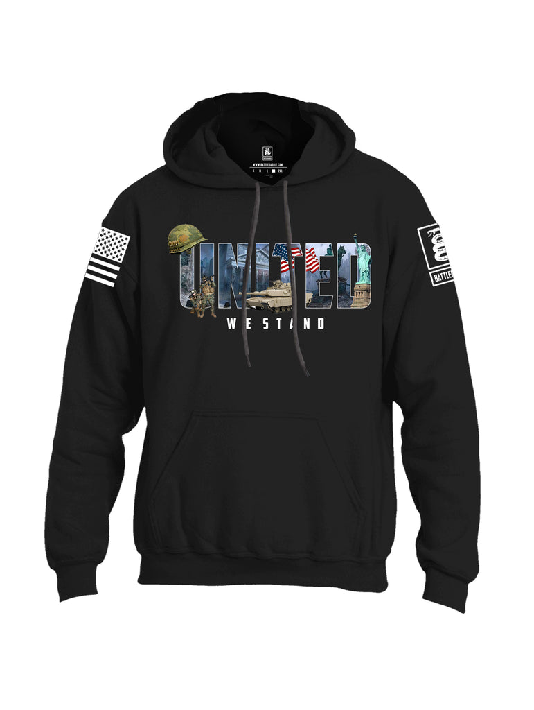 Battleraddle United We Stand White Sleeve Print Mens Blended Hoodie With Pockets