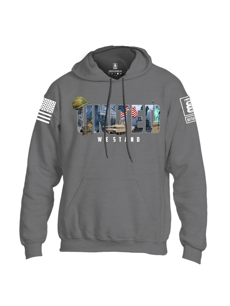 Battleraddle United We Stand White Sleeve Print Mens Blended Hoodie With Pockets