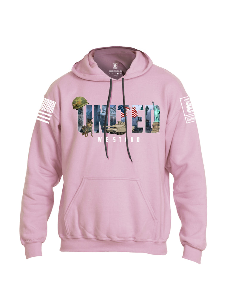 Battleraddle United We Stand White Sleeve Print Mens Blended Hoodie With Pockets