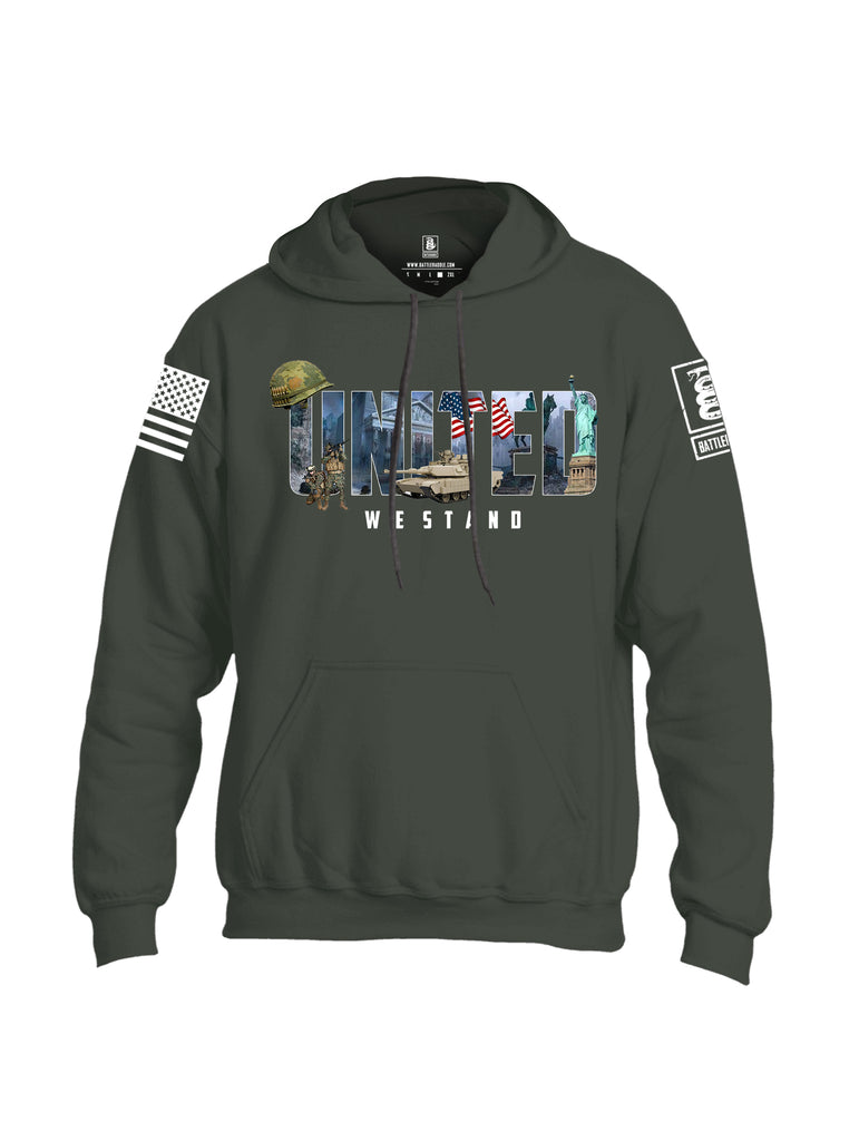 Battleraddle United We Stand White Sleeve Print Mens Blended Hoodie With Pockets