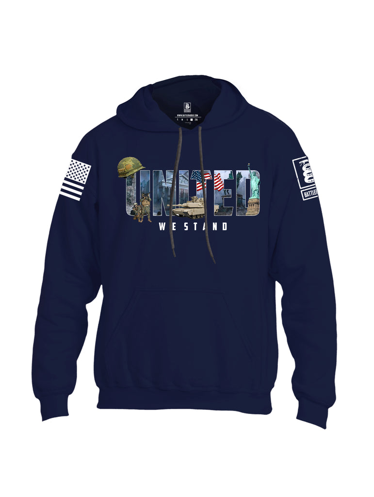 Battleraddle United We Stand White Sleeve Print Mens Blended Hoodie With Pockets