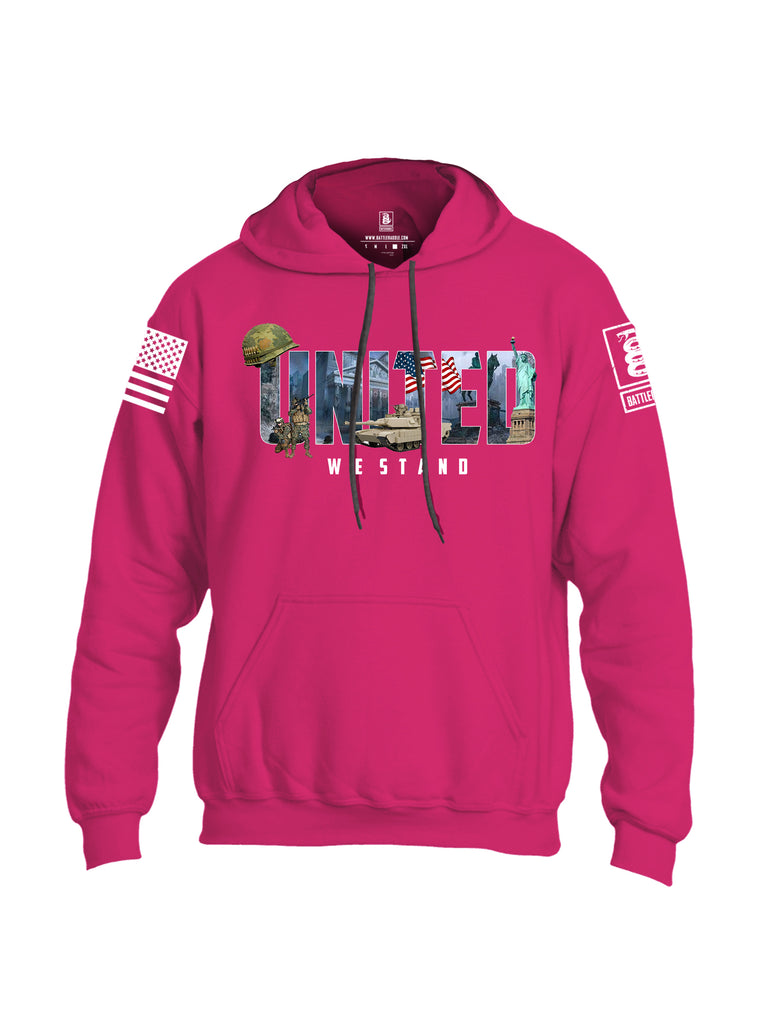 Battleraddle United We Stand White Sleeve Print Mens Blended Hoodie With Pockets