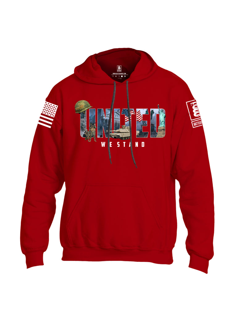 Battleraddle United We Stand White Sleeve Print Mens Blended Hoodie With Pockets
