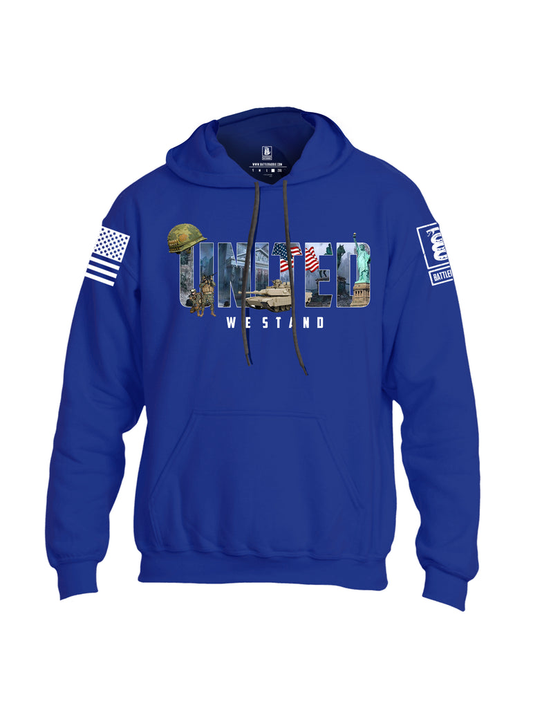 Battleraddle United We Stand White Sleeve Print Mens Blended Hoodie With Pockets