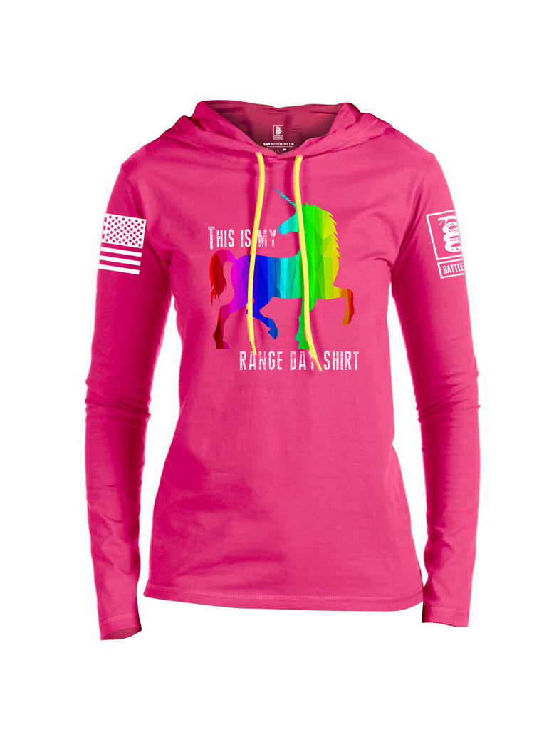 Battleraddle This is My Range Day Shirt White Sleeve Print Womens Thin Cotton Lightweight Hoodie