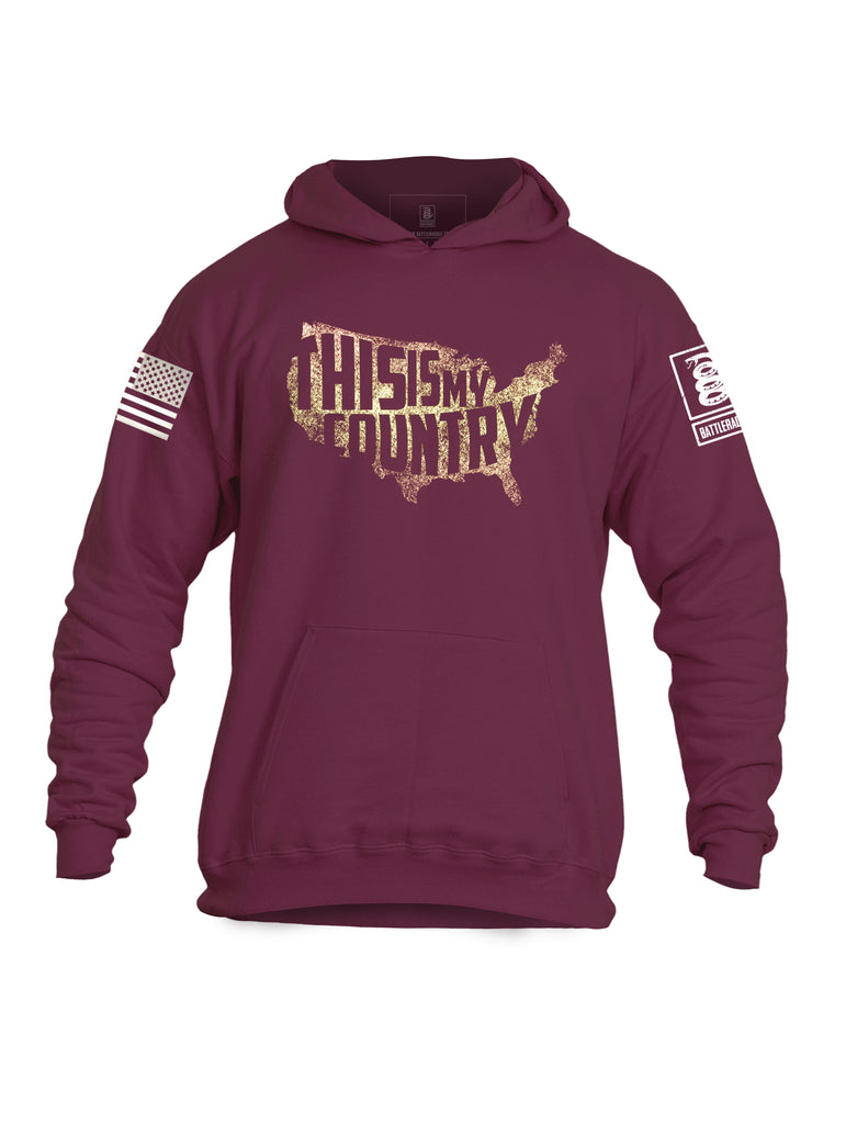 Battleraddle This is My Country Mens Cotton Pullover Hoodie With Pockets