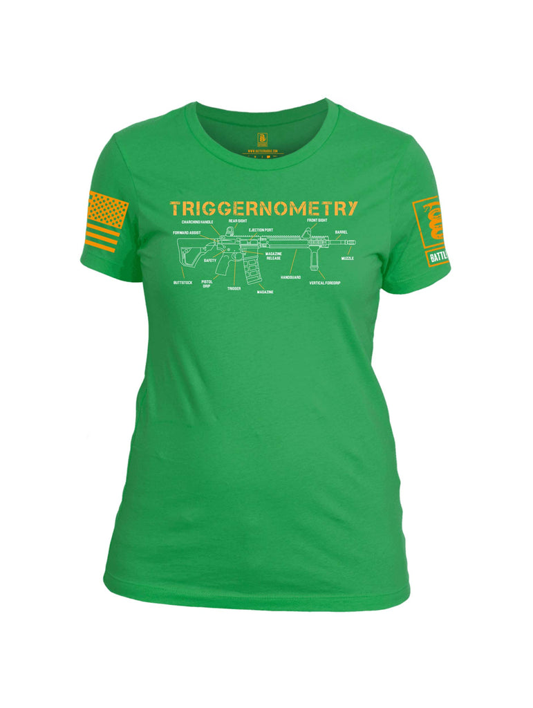 Battleraddle Triggernometry Orange Sleeve Print Womens Cotton Crew Neck T Shirt