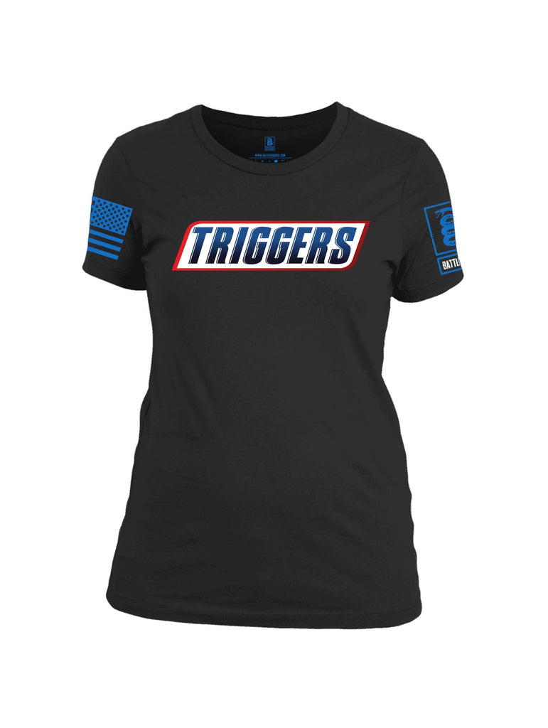 Battleraddle Triggers Blue Sleeve Print Womens Cotton Crew Neck T Shirt