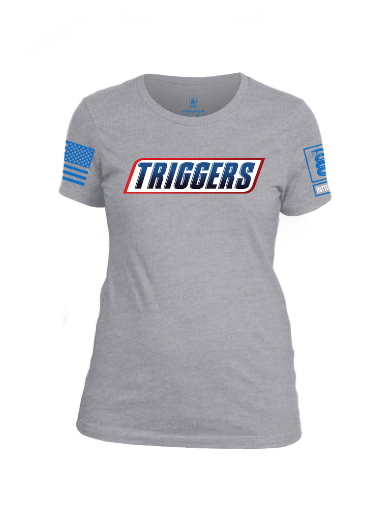 Battleraddle Triggers Blue Sleeve Print Womens Cotton Crew Neck T Shirt