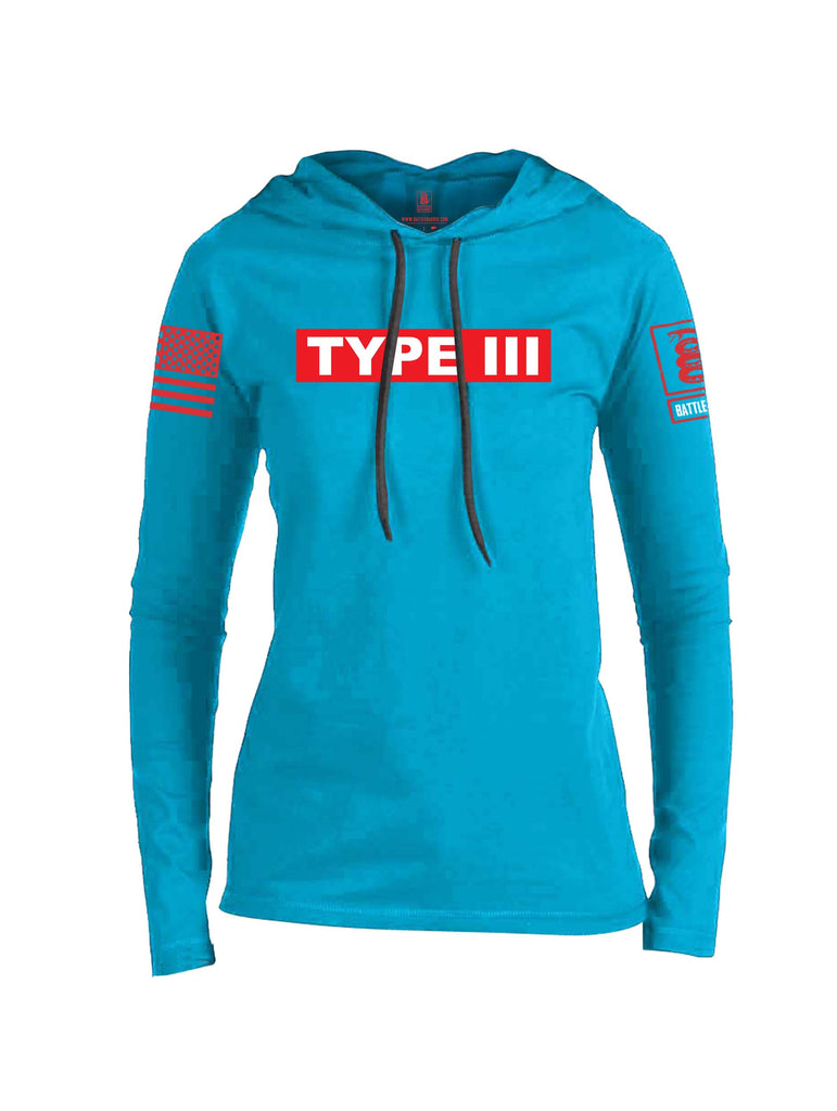 Battleraddle Type III Engine Type Firefighter Red Sleeve Print Womens Thin Cotton Lightweight Hoodie