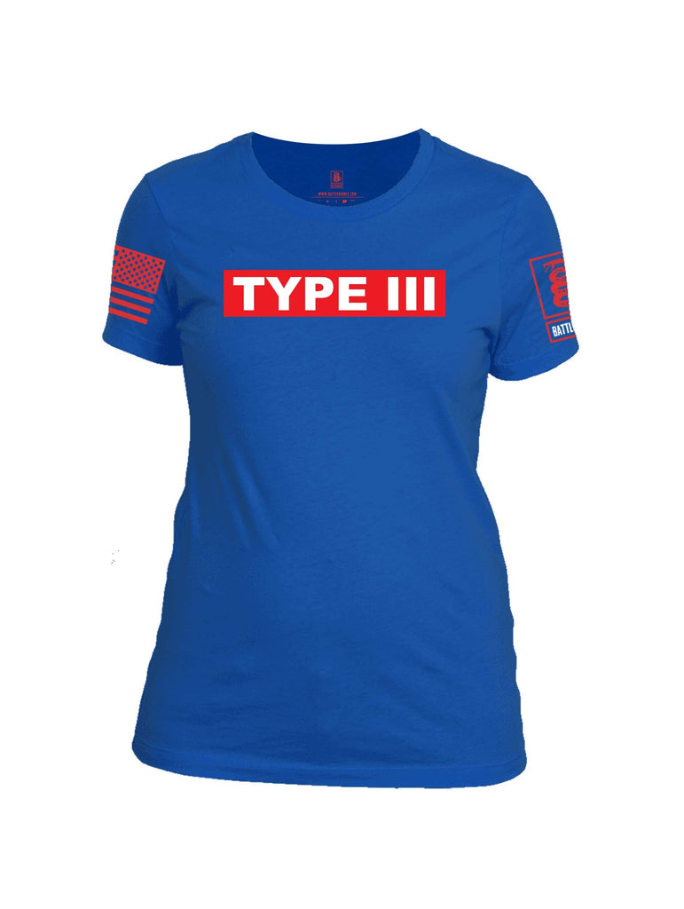 Battleraddle Type III Engine Type Firefighter Red Sleeve Print Womens Cotton Crew Neck T Shirt