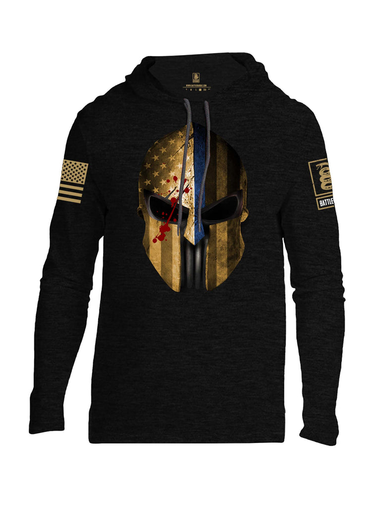 Battleraddle USA Flag Spartan Expounder Helmet Brass Sleeve Print Mens Thin Cotton Lightweight Hoodie