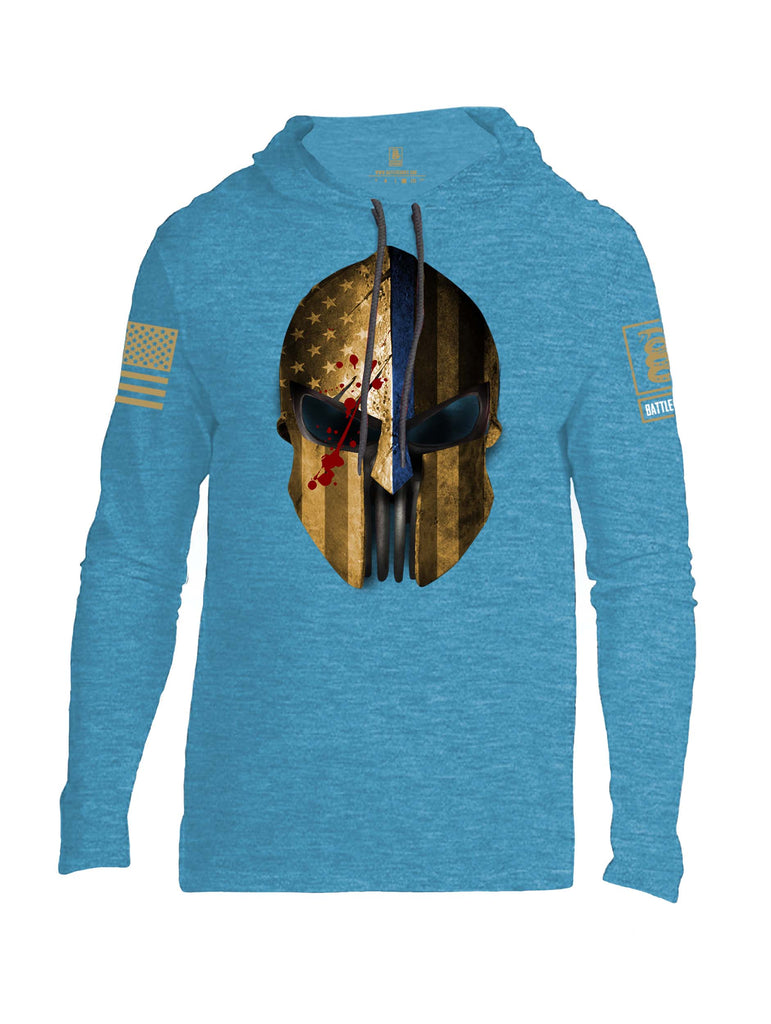 Battleraddle USA Flag Spartan Expounder Helmet Brass Sleeve Print Mens Thin Cotton Lightweight Hoodie