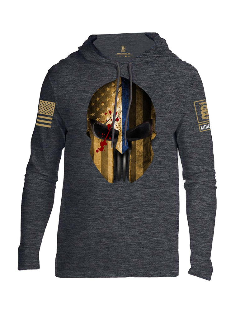 Battleraddle USA Flag Spartan Expounder Helmet Brass Sleeve Print Mens Thin Cotton Lightweight Hoodie