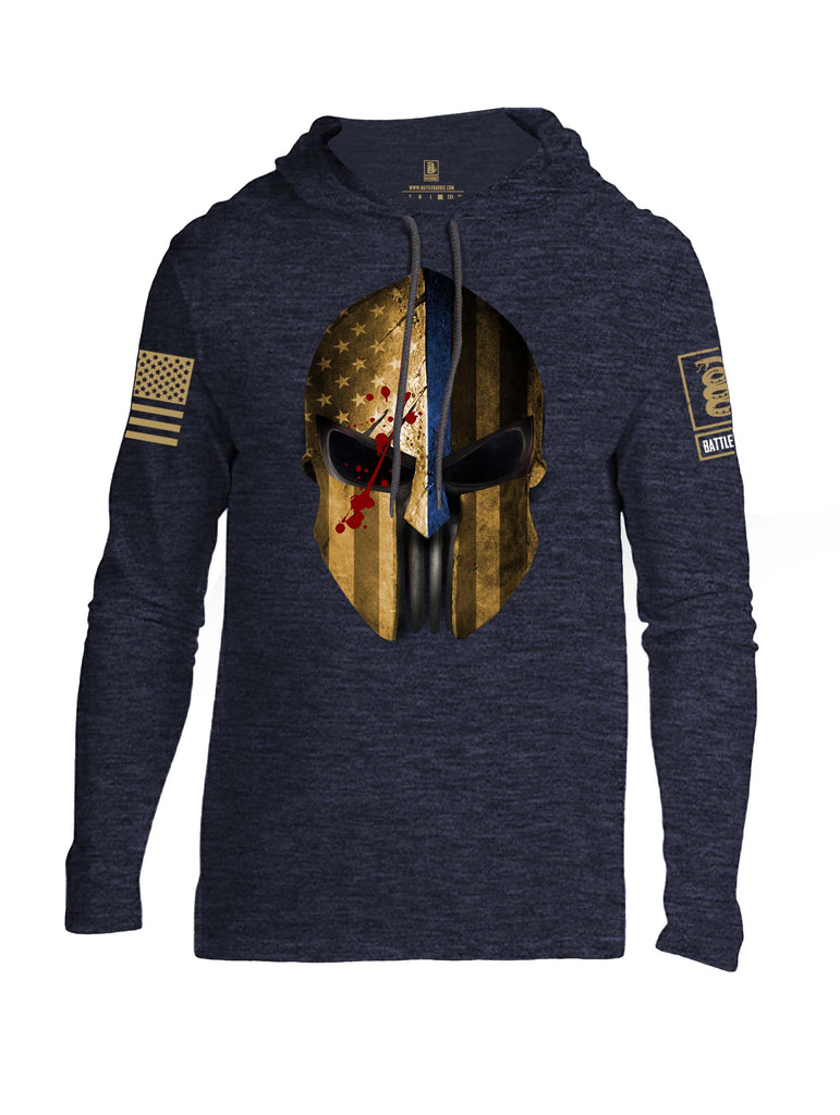 Battleraddle USA Flag Spartan Expounder Helmet Brass Sleeve Print Mens Thin Cotton Lightweight Hoodie