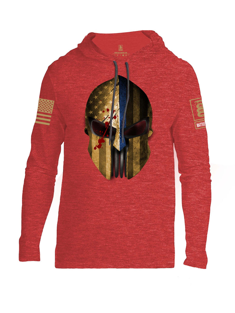 Battleraddle USA Flag Spartan Expounder Helmet Brass Sleeve Print Mens Thin Cotton Lightweight Hoodie