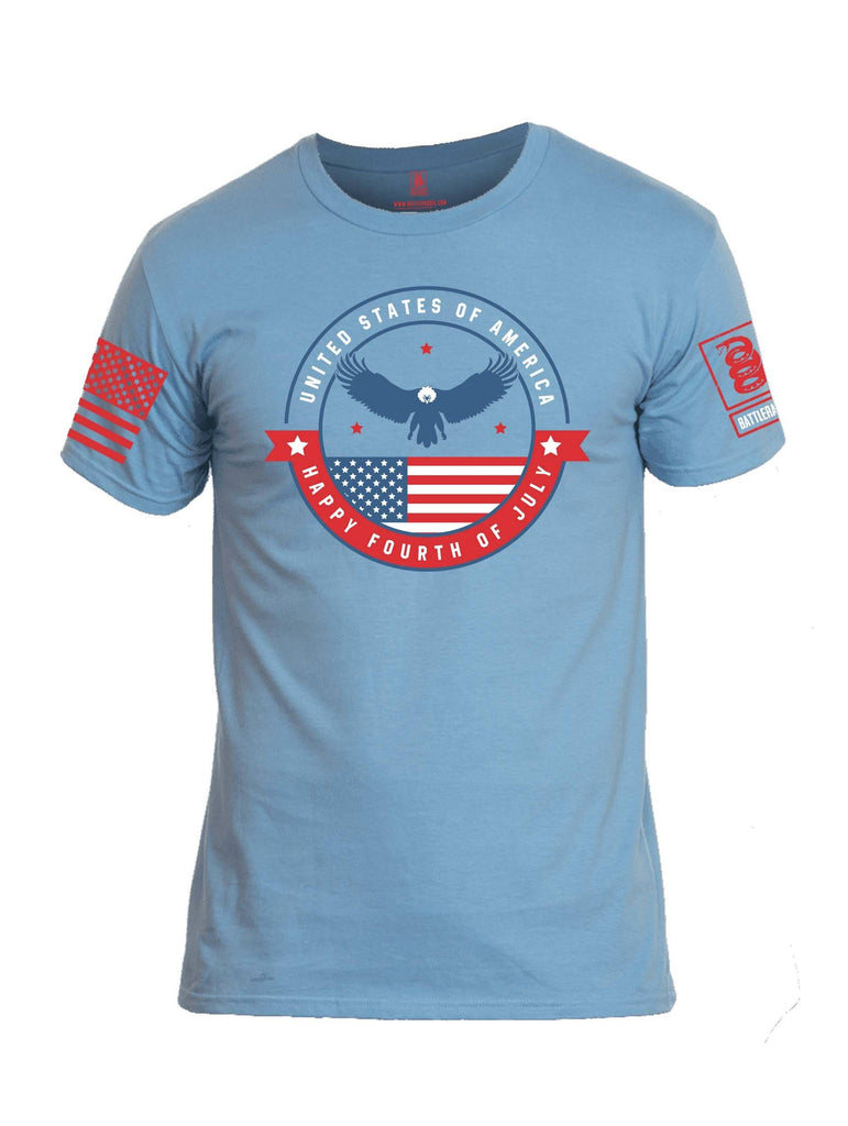 Battleraddle USA Happy Fourth Of July Red Sleeve Print Mens Cotton Crew Neck T Shirt shirt|custom|veterans|Apparel-Mens T Shirt-cotton