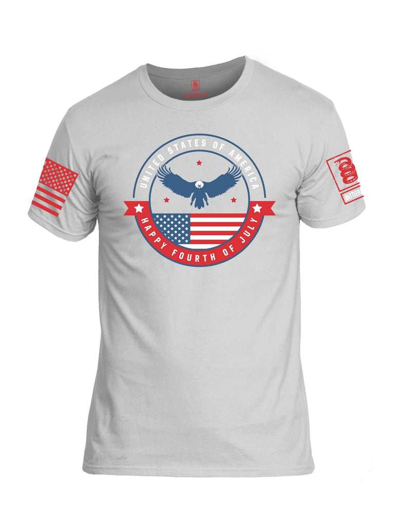 Battleraddle USA Happy Fourth Of July Red Sleeve Print Mens 100% Battlefit Polyester Crew Neck T Shirt shirt|custom|veterans|Apparel-Mens Shirts-DryFit