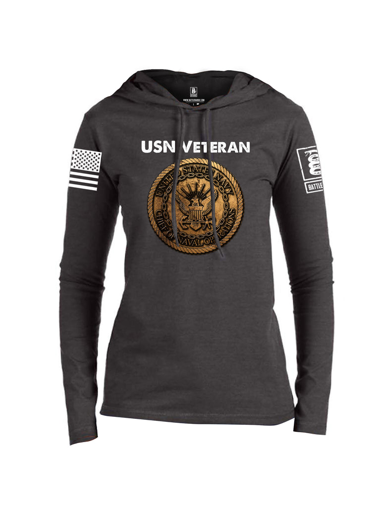 Battleraddle USN Veteran Chief Of Naval Operations White Sleeve Print Womens Thin Cotton Lightweight Hoodie