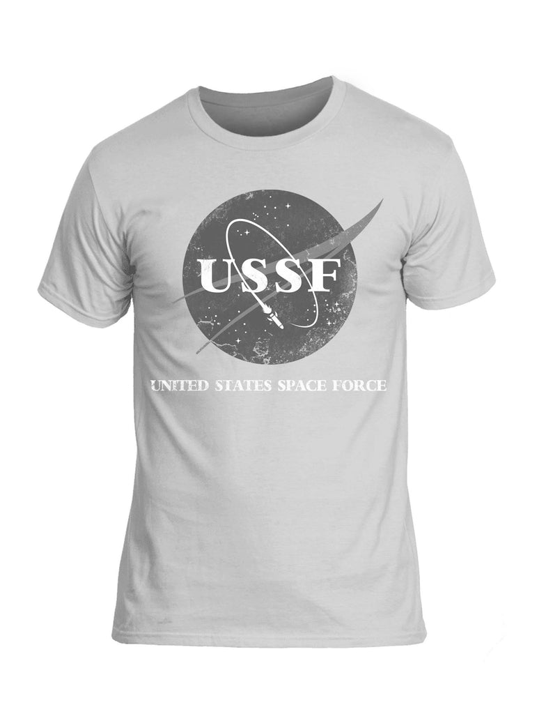 Battleraddle United States Space Force White Snake Logo Mens Cotton Crew Neck T Shirt shirt|custom|veterans|Apparel-Mens T Shirt-cotton