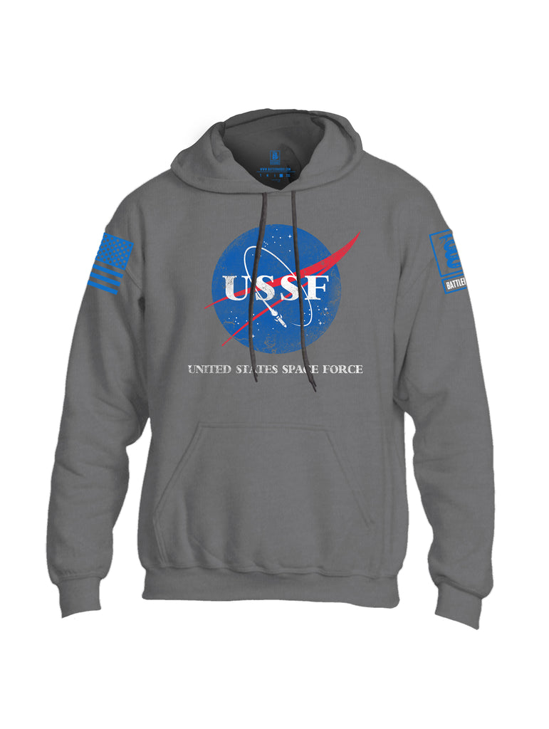 Battleraddle United States Space Force Blue Sleeve Print Mens Blended Hoodie With Pockets
