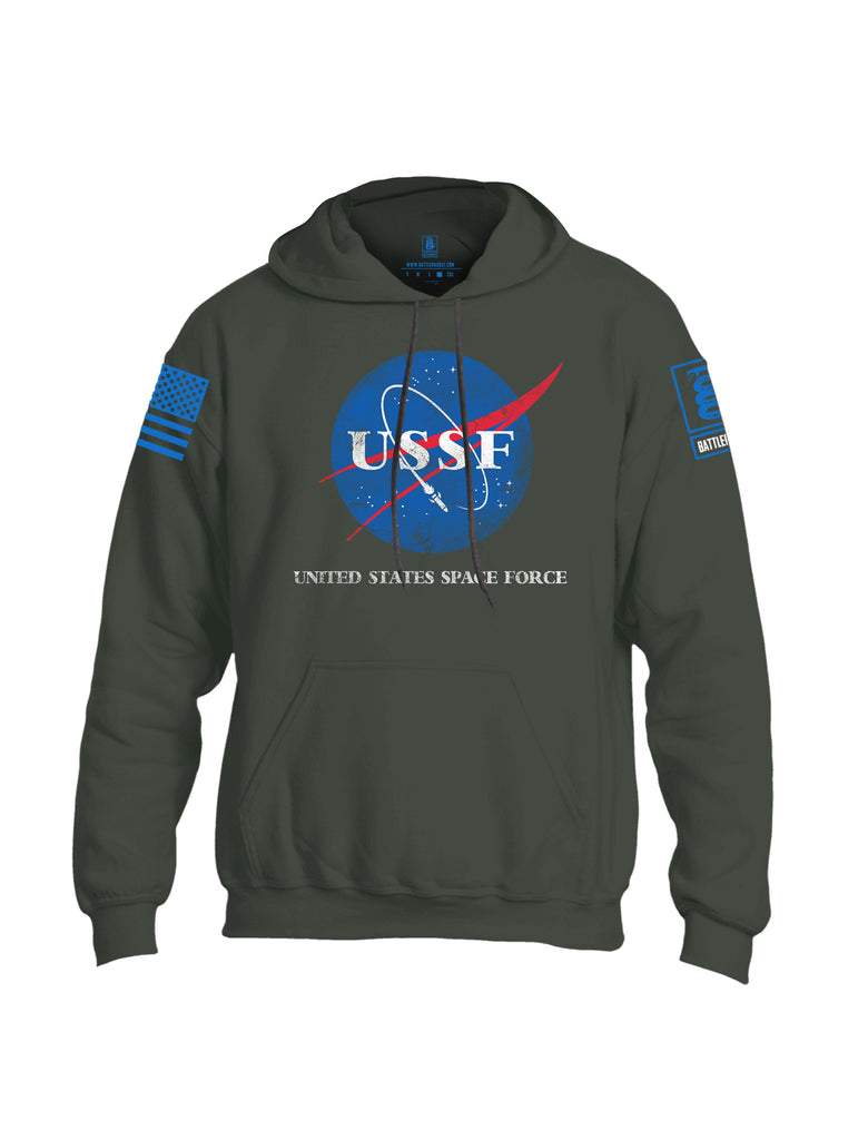 Battleraddle United States Space Force Blue Sleeve Print Mens Blended Hoodie With Pockets