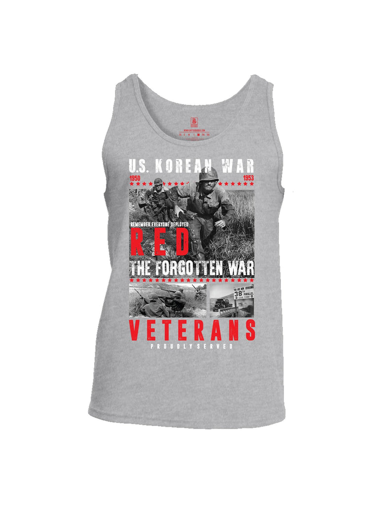 Battleraddle U.S. Korean War RED Remember Everyone Deployed The Forgotten War Veterans Proudly Served Mens Cotton Tank Top shirt|custom|veterans|Apparel-Mens Tank Top-Cotton