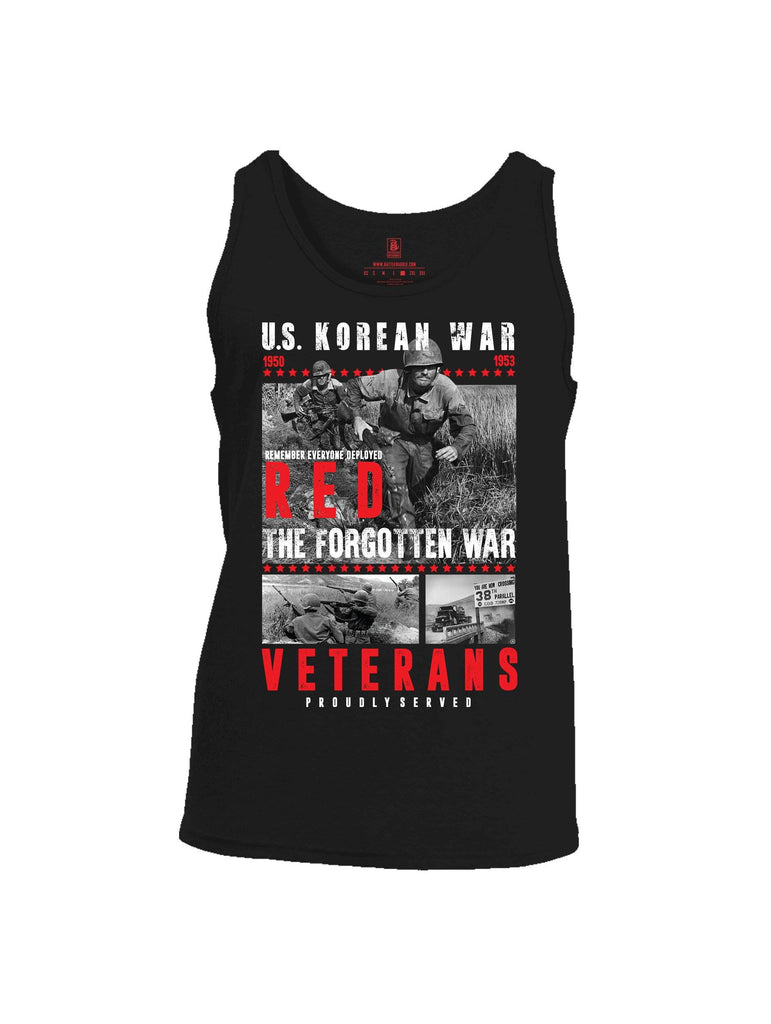 Battleraddle U.S. Korean War RED Remember Everyone Deployed The Forgotten War Veterans Proudly Served Mens Cotton Tank Top shirt|custom|veterans|Apparel-Mens Tank Top-Cotton