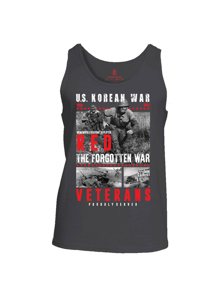 Battleraddle U.S. Korean War RED Remember Everyone Deployed The Forgotten War Veterans Proudly Served Mens Cotton Tank Top shirt|custom|veterans|Apparel-Mens Tank Top-Cotton